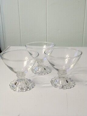 3 Vintage Anchor Hocking Berwick/Boopie  Glass Dessert Coupe/Cocktail Glasses